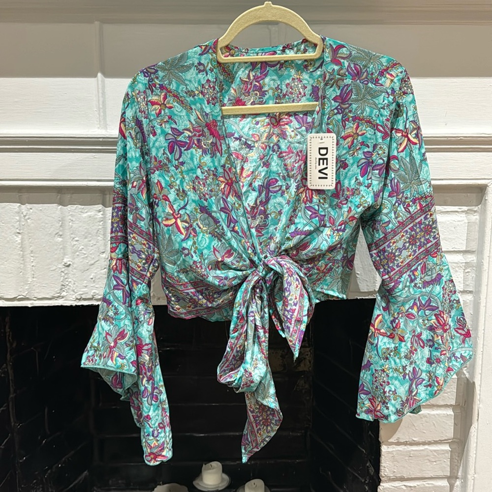 Tibet Silk Tie Blouse - Can Be Worn Many Different Ways!
